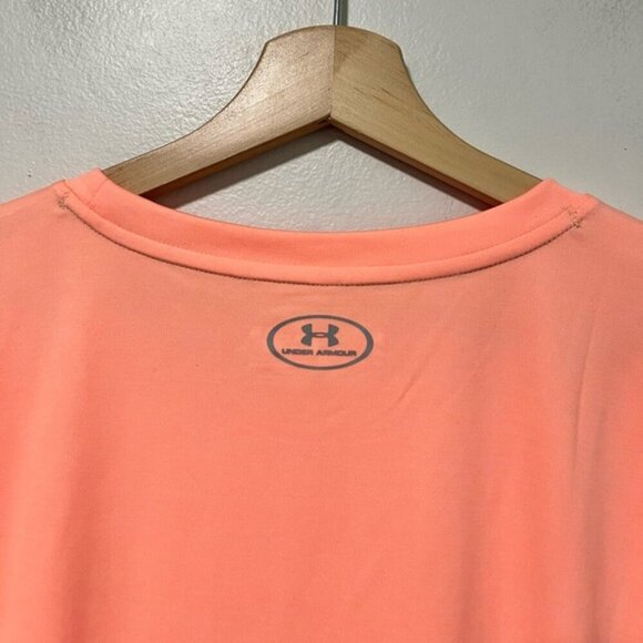 Under Armour Women’s HeatGear Coral Pink Short Sleeve T-Shirt - Size XL - Picture 9 of 12